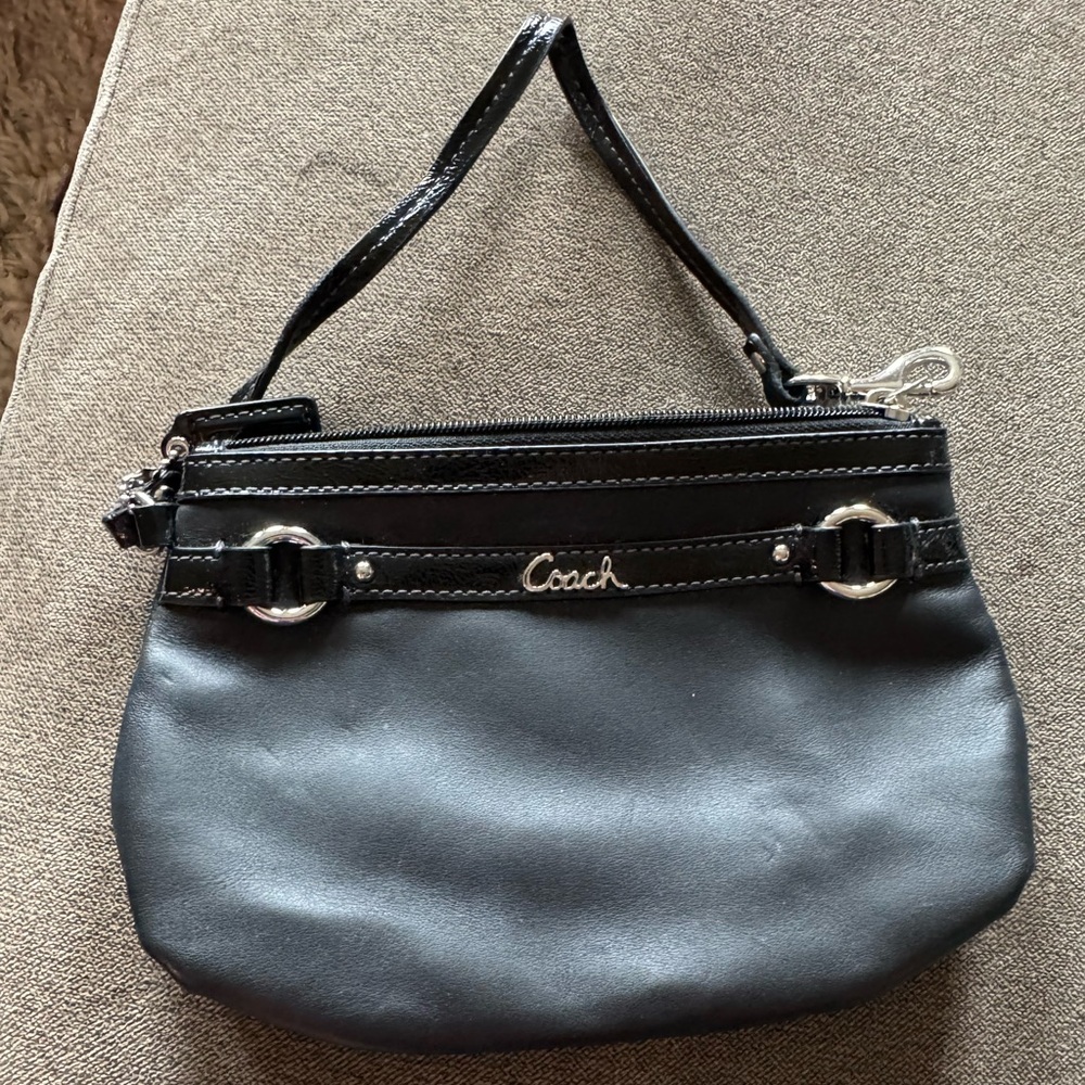 Coach Black Leather Wristlet
